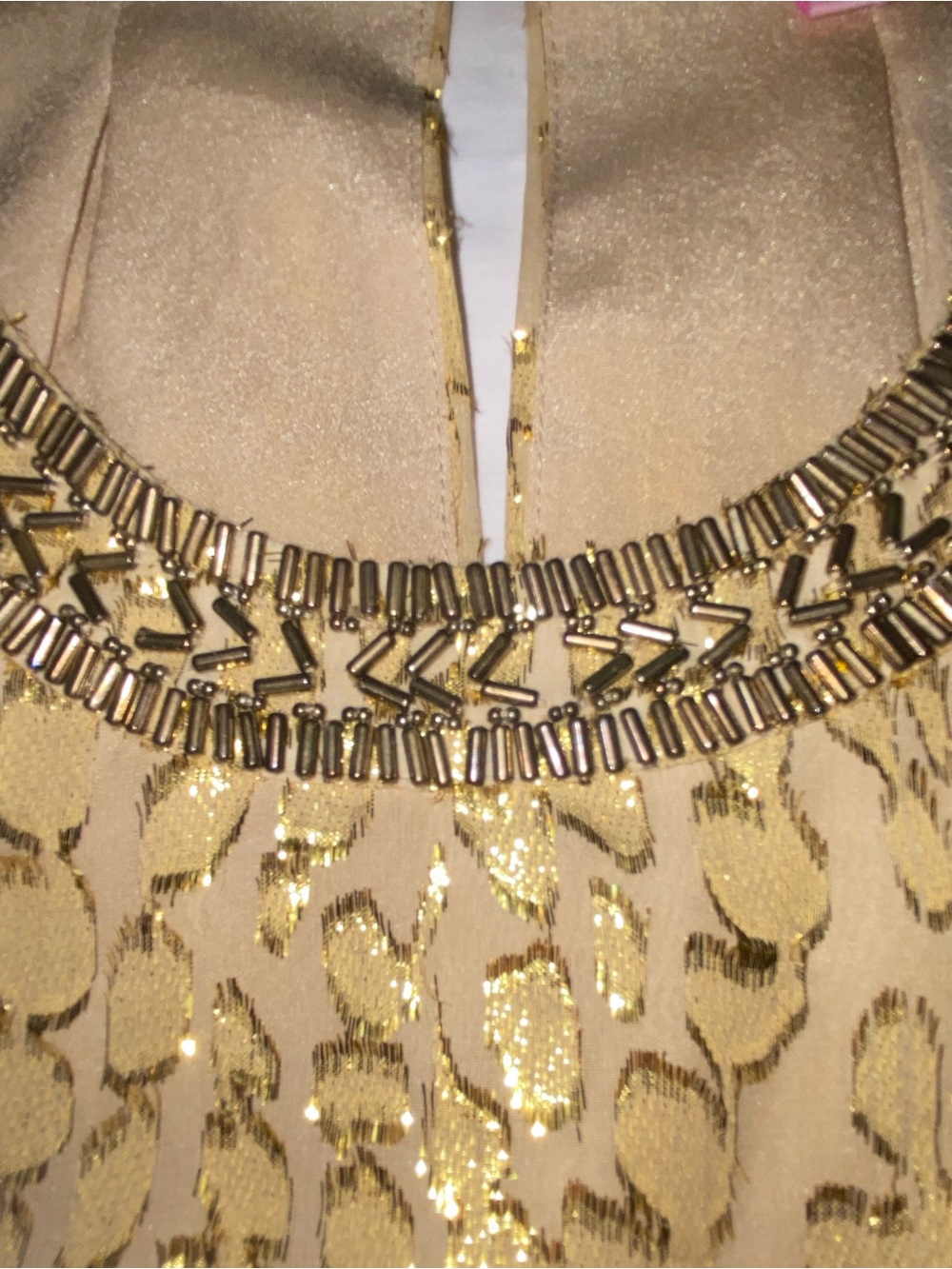 Lilly Pulitzer Gold Sequin Halter Camisole with Beaded Neckline - Picture 5 of 11